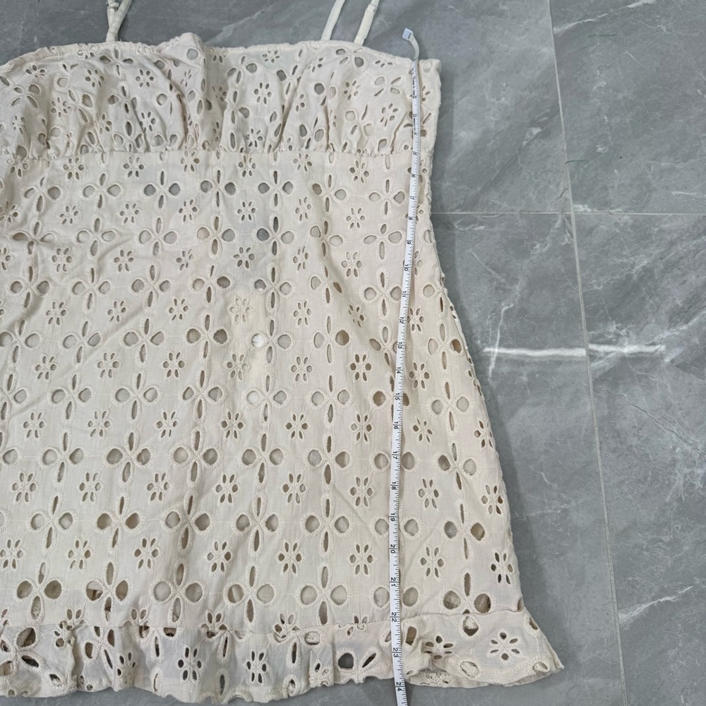 Women’s Nasty Gal Broderie Strappy Frill Hem Eyelet Mini Dress Tie Back Size 12 - Picture 16 of 16